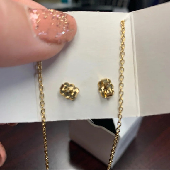 Avon Good Fortune necklace and earrings set pink/gold NIB - Picture 6 of 8